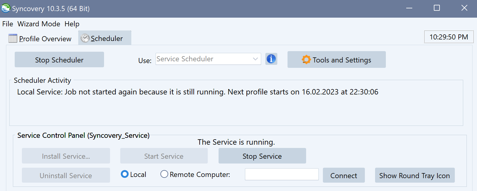 Controllo servizio Syncovery