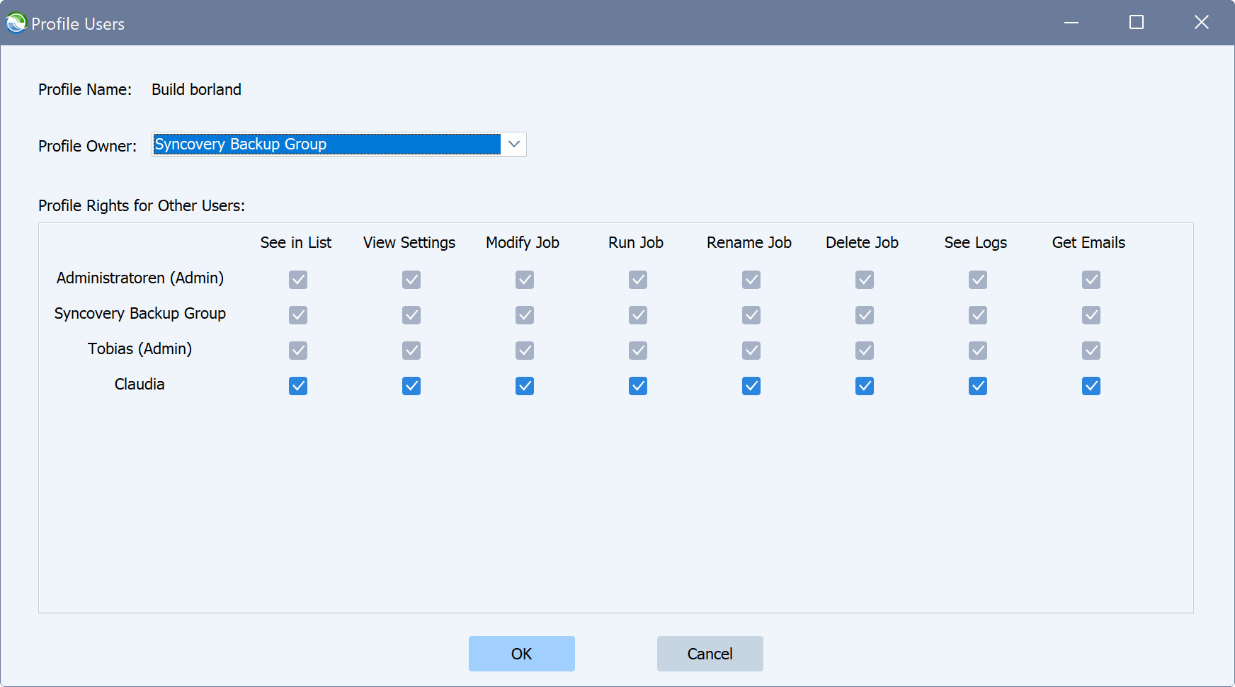 Schermata della finestra di dialogo